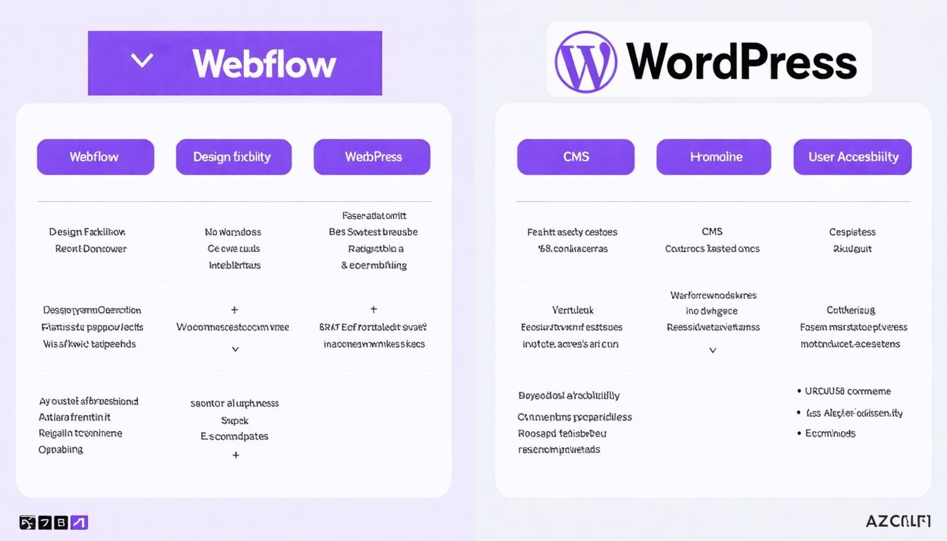 découvrez notre comparaison approfondie entre webflow et wordpress. analysez les avantages et inconvénients de chaque cms pour choisir celui qui correspond le mieux à vos besoins en matière de création de site web. que vous soyez débutant ou professionnel, trouvez des conseils pour maximiser votre expérience en ligne.